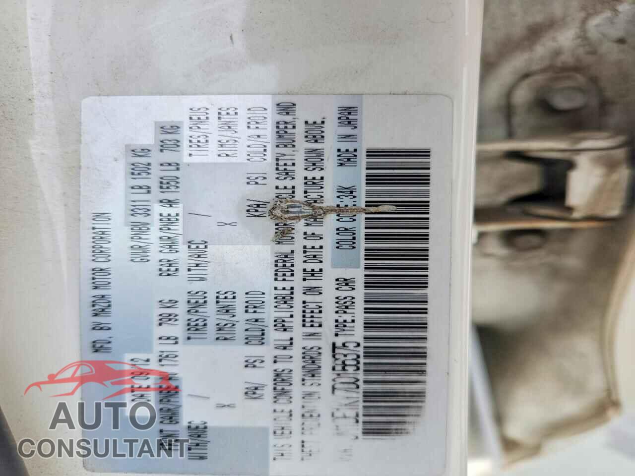 MAZDA 2 2013 - JM1DE1KY7D0156375