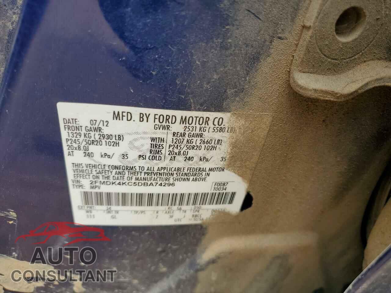 FORD EDGE 2013 - 2FMDK4KC5DBA74296