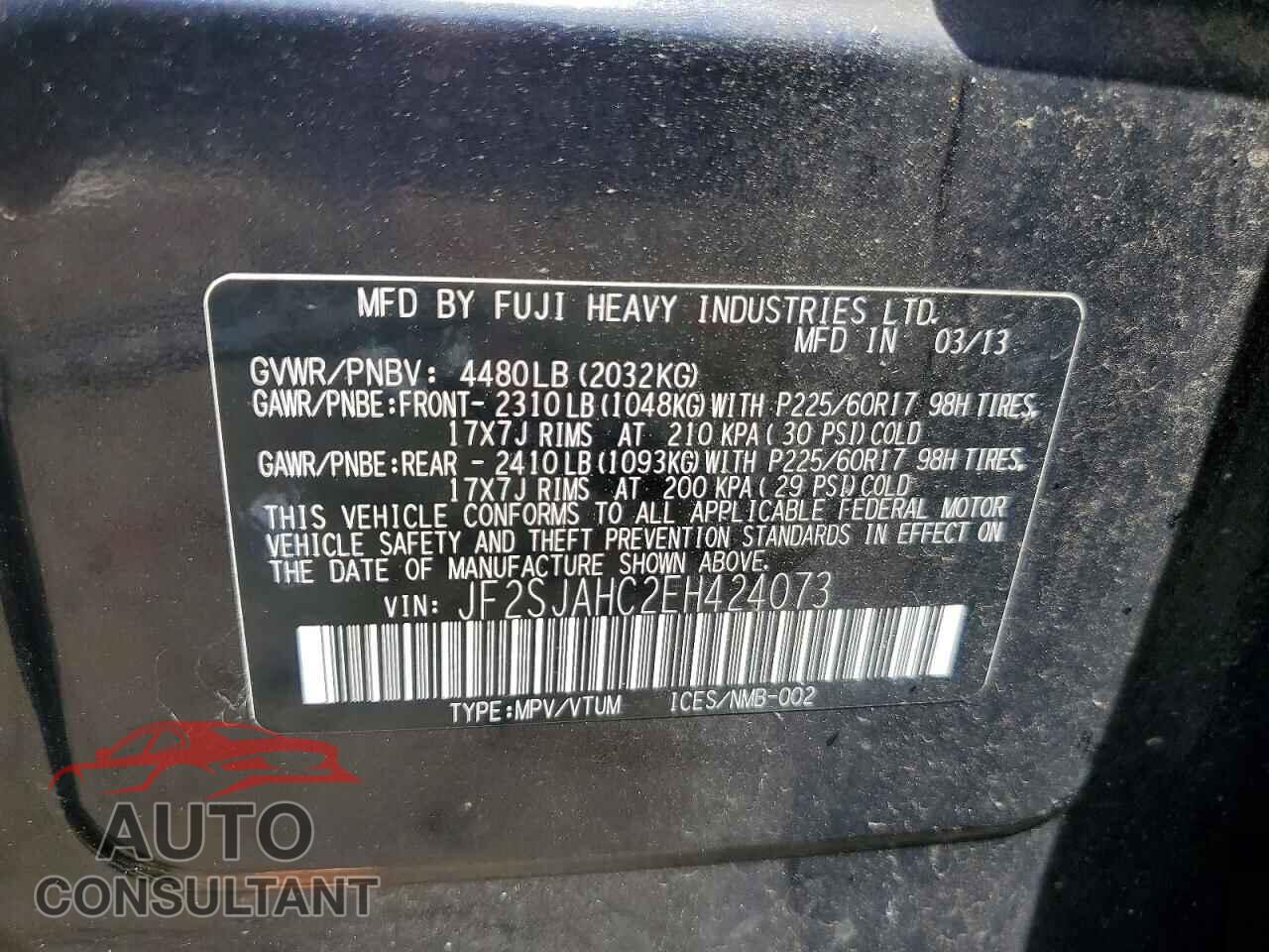 SUBARU FORESTER 2014 - JF2SJAHC2EH424073