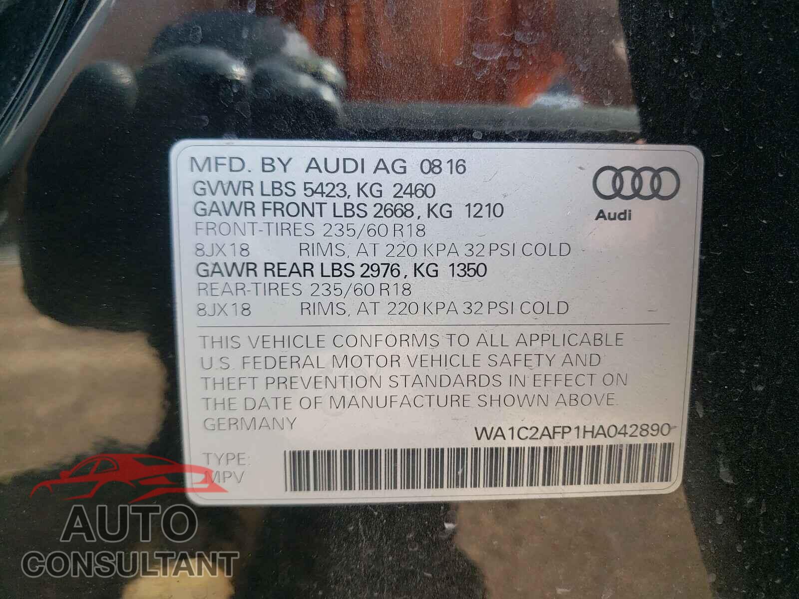 AUDI Q5 2017 - WA1C2AFP1HA042890