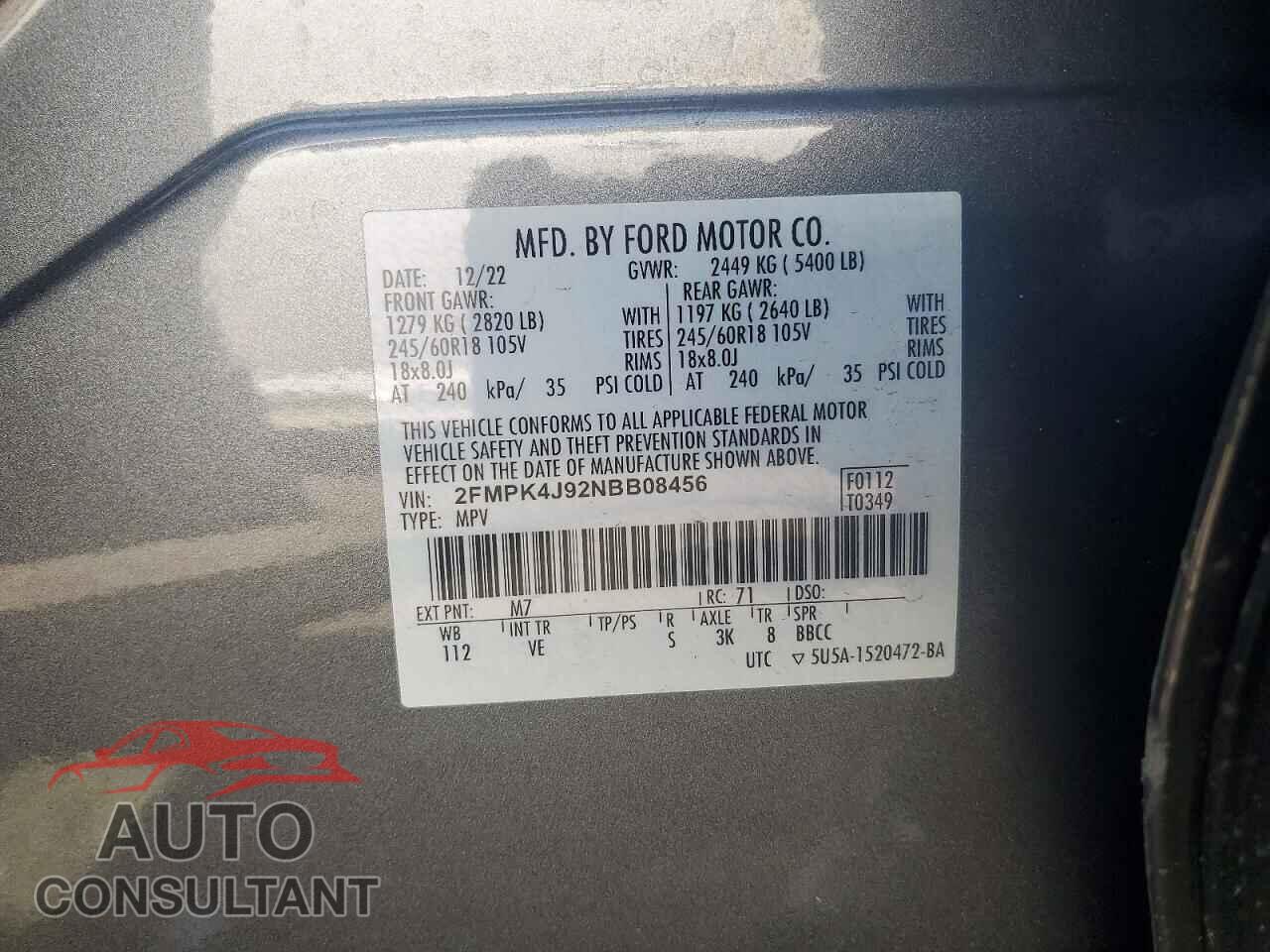 FORD EDGE 2022 - 2FMPK4J92NBB08456