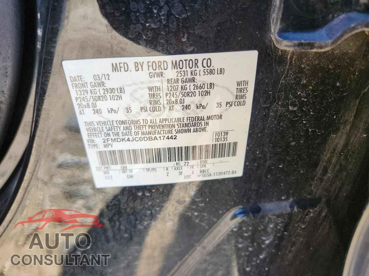 FORD EDGE 2013 - 2FMDK4JC0DBA17442