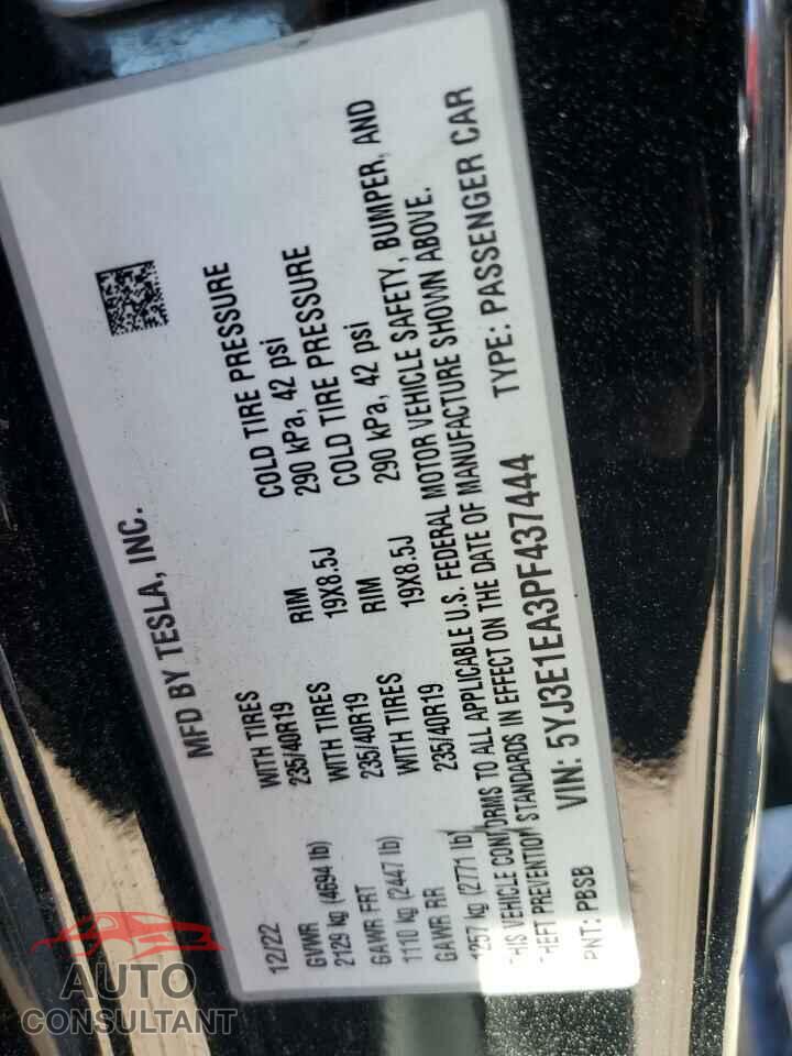 TESLA MODEL 3 2023 - 5YJ3E1EA3PF437444