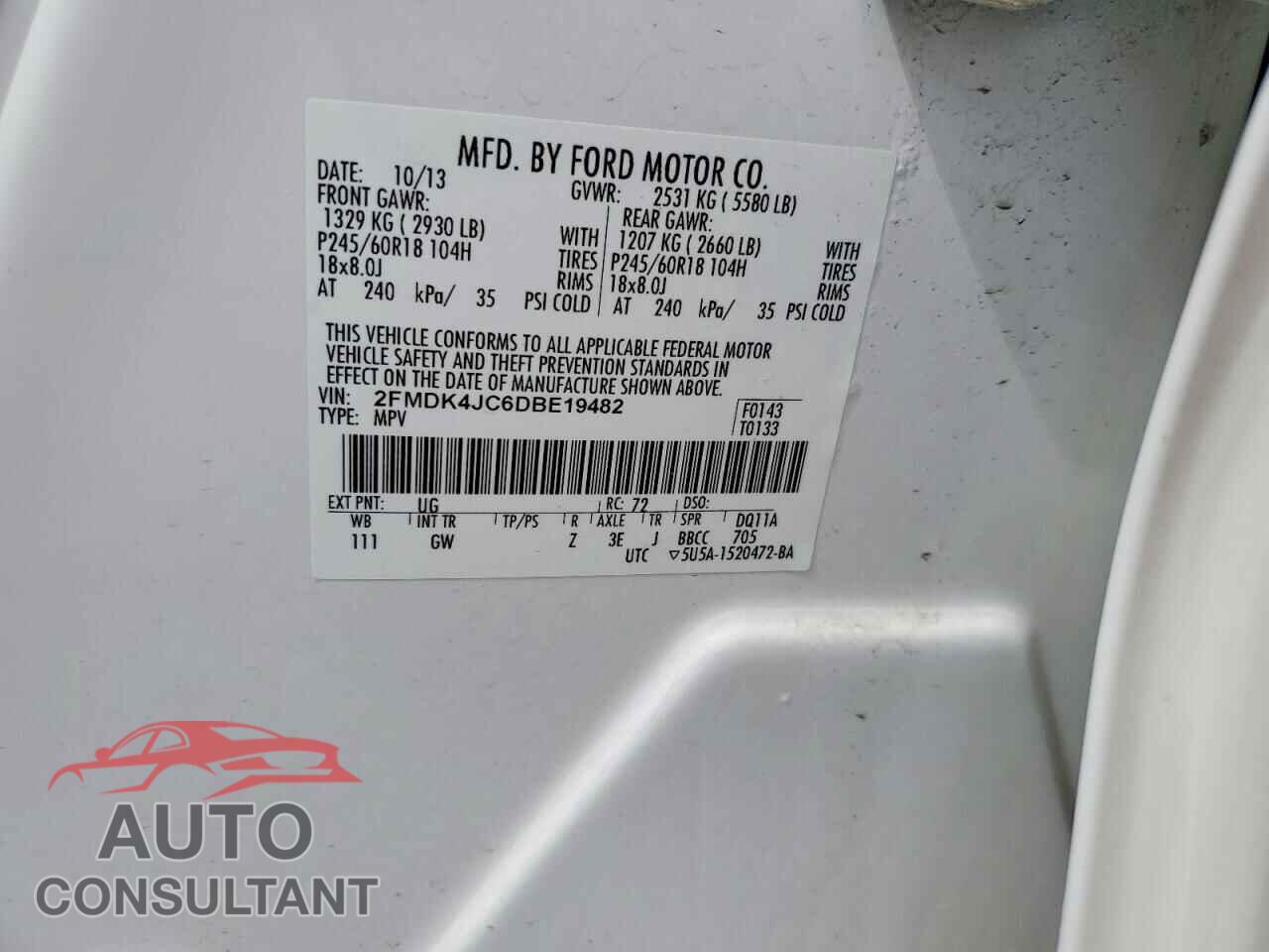 FORD EDGE 2013 - 2FMDK4JC6DBE19482