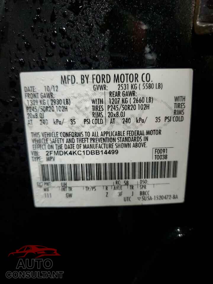 FORD EDGE 2013 - 2FMDK4KC1DBB14499