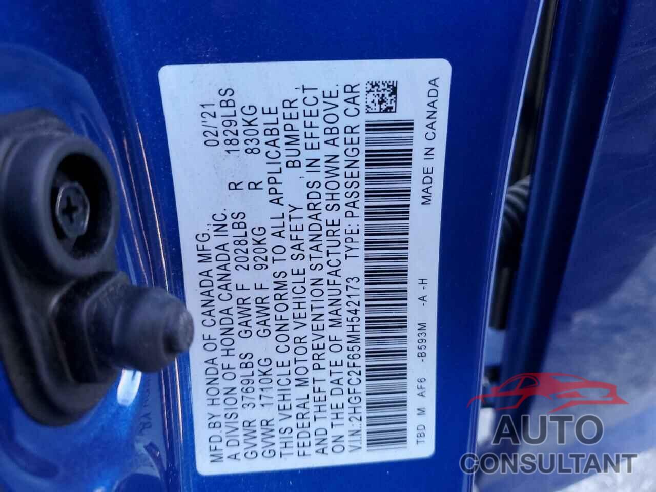 HONDA CIVIC 2021 - 2HGFC2F65MH542173