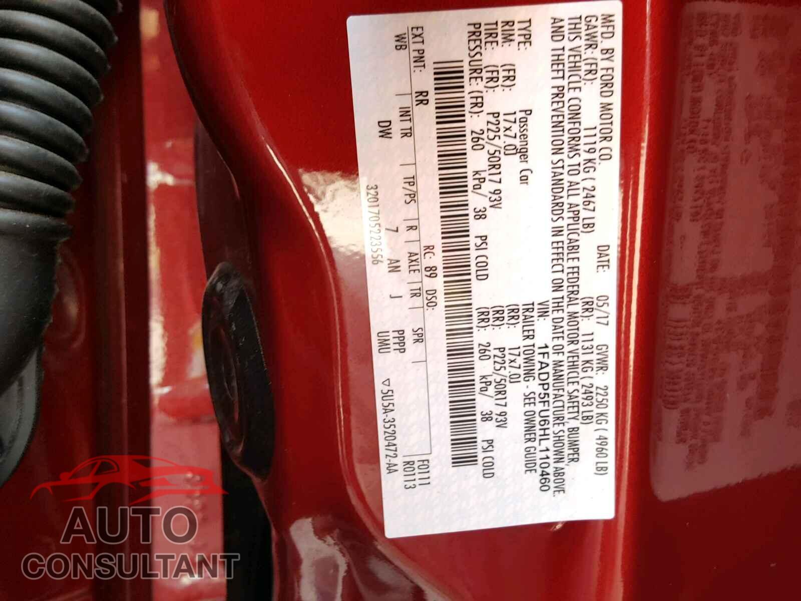 FORD CMAX 2017 - 1FADP5FU6HL110460