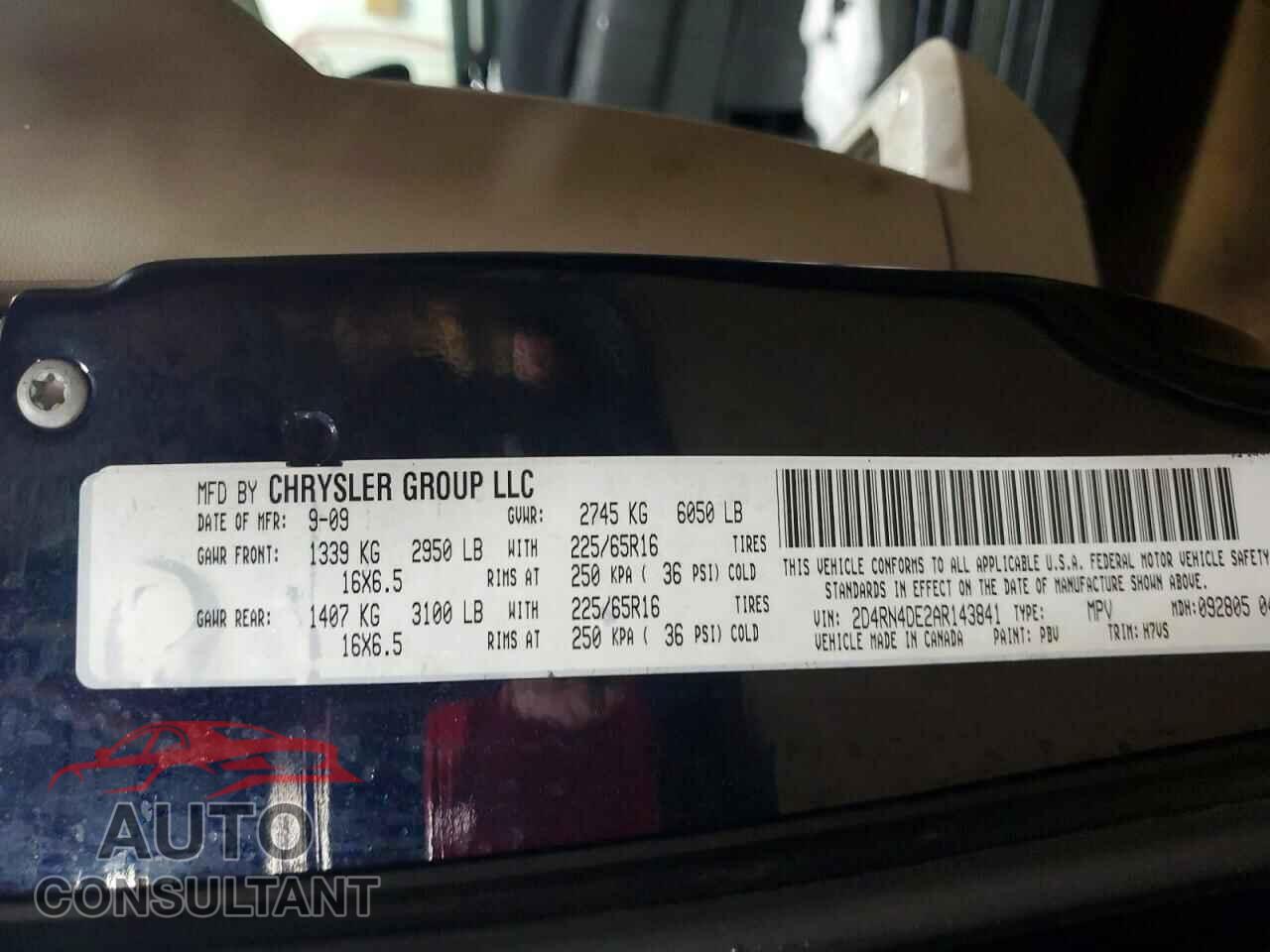 DODGE CARAVAN 2010 - 2D4RN4DE2AR143841