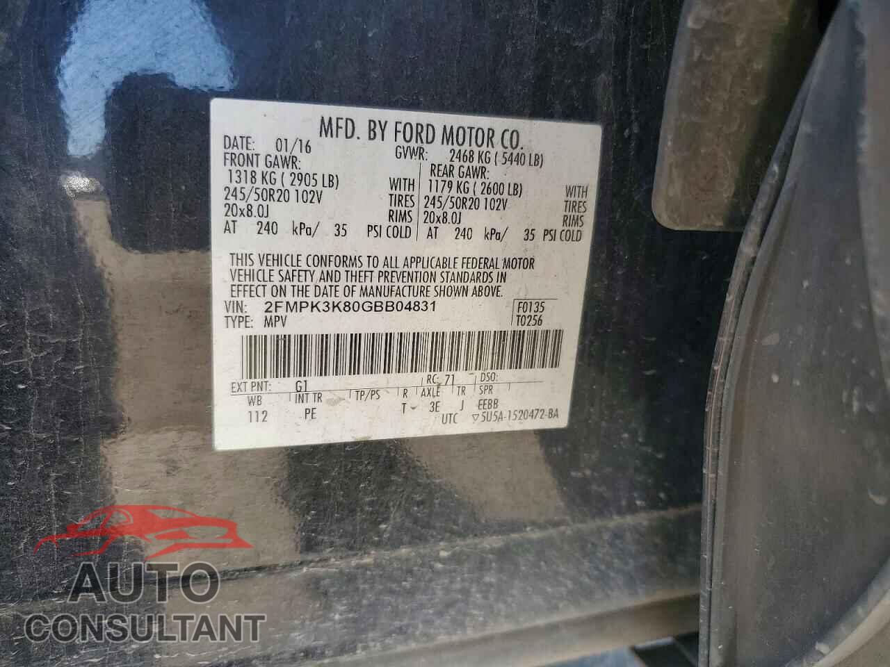 FORD EDGE 2016 - 2FMPK3K80GBB04831