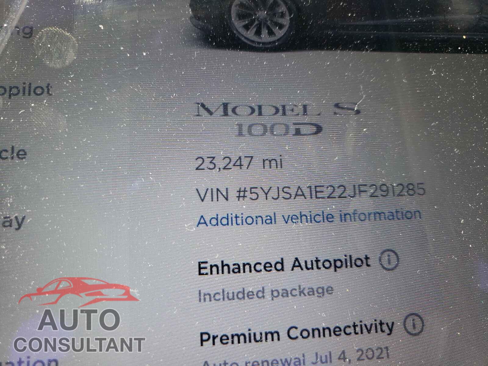 TESLA MODEL S 2018 - 5YJSA1E22JF291285