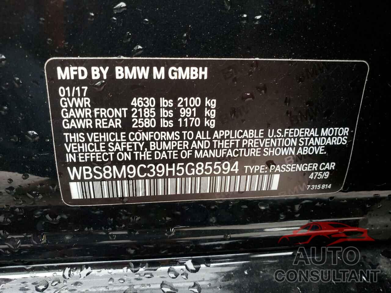 BMW M3 2017 - WBS8M9C39H5G85594