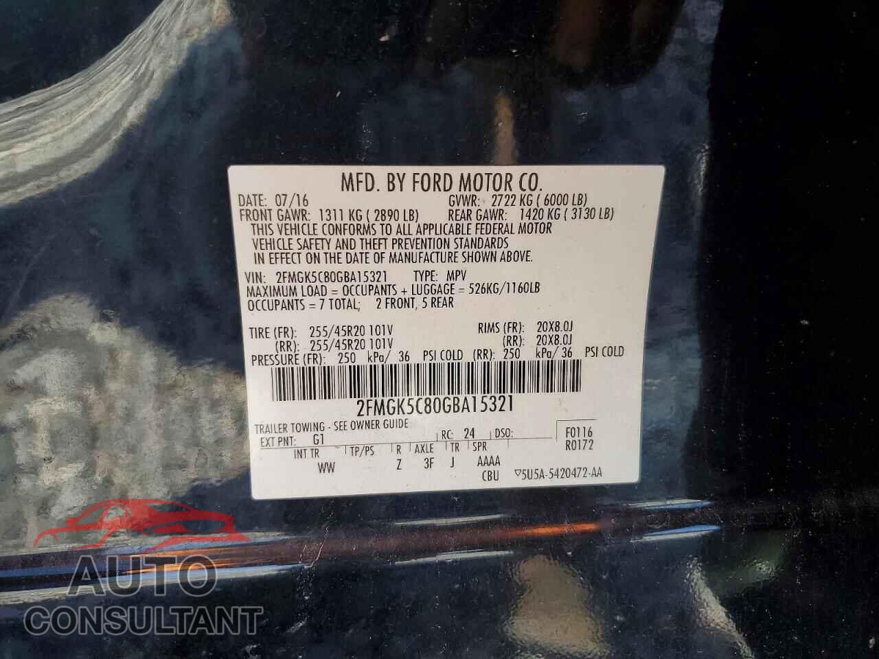FORD FLEX 2016 - 2FMGK5C80GBA15321