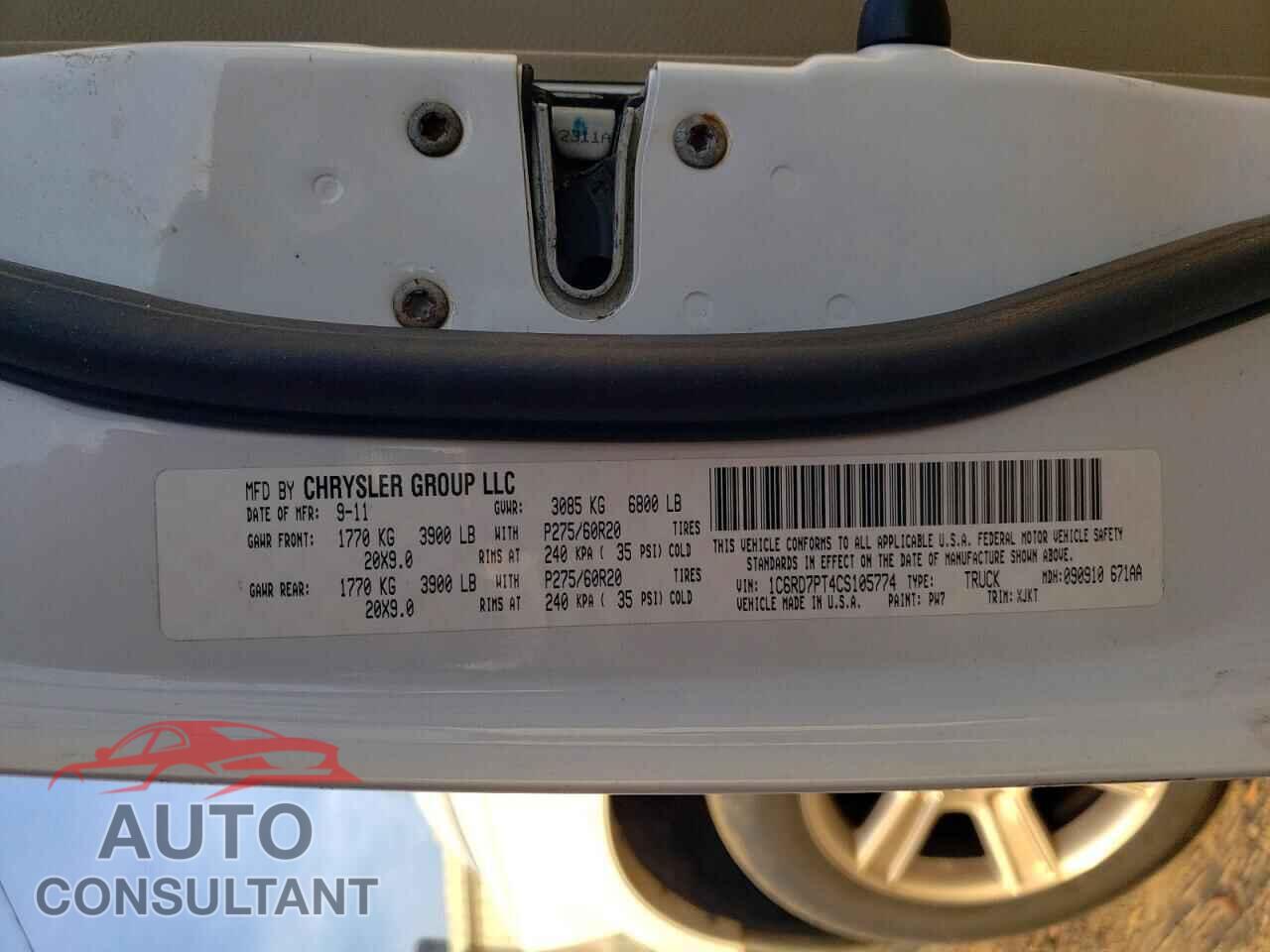 DODGE RAM 1500 2012 - 1C6RD7PT4CS105774