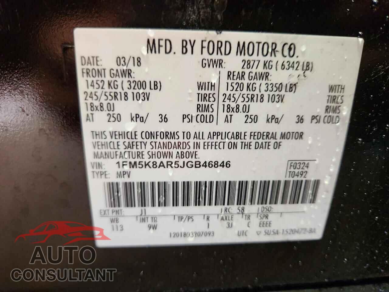 FORD EXPLORER 2018 - 1FM5K8AR5JGB46846