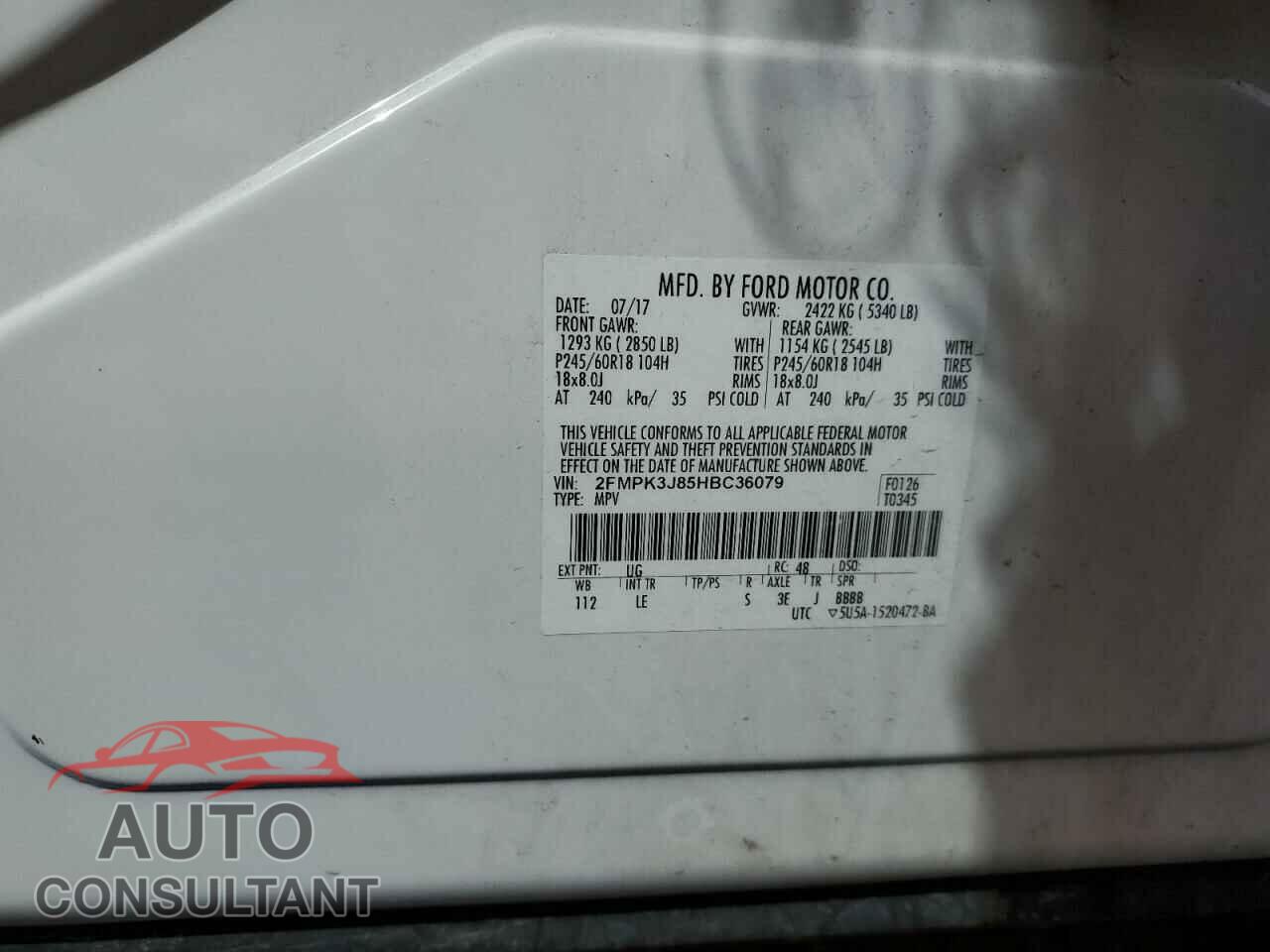 FORD EDGE 2017 - 2FMPK3J85HBC36079