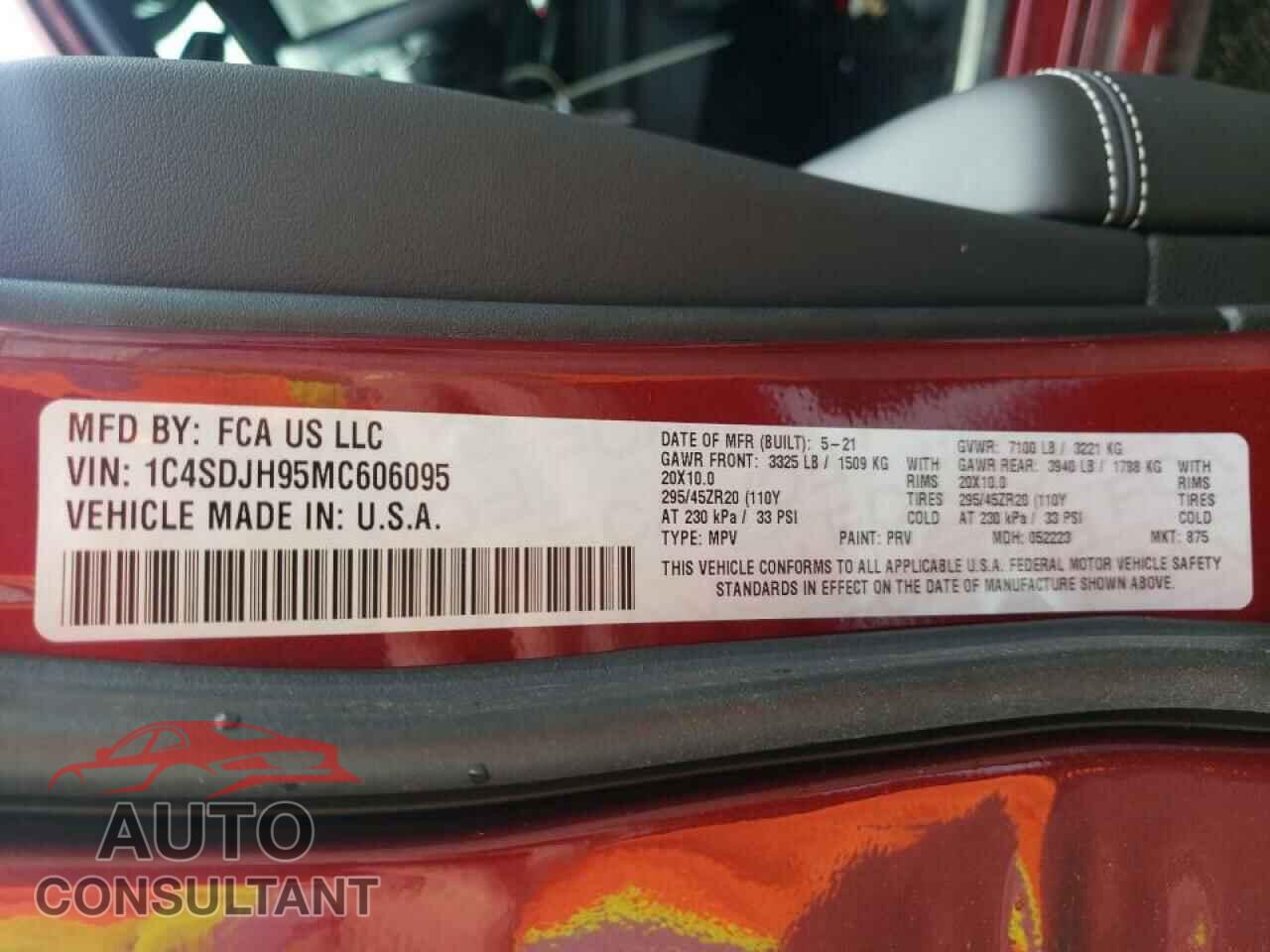 DODGE DURANGO 2021 - 1C4SDJH95MC606095