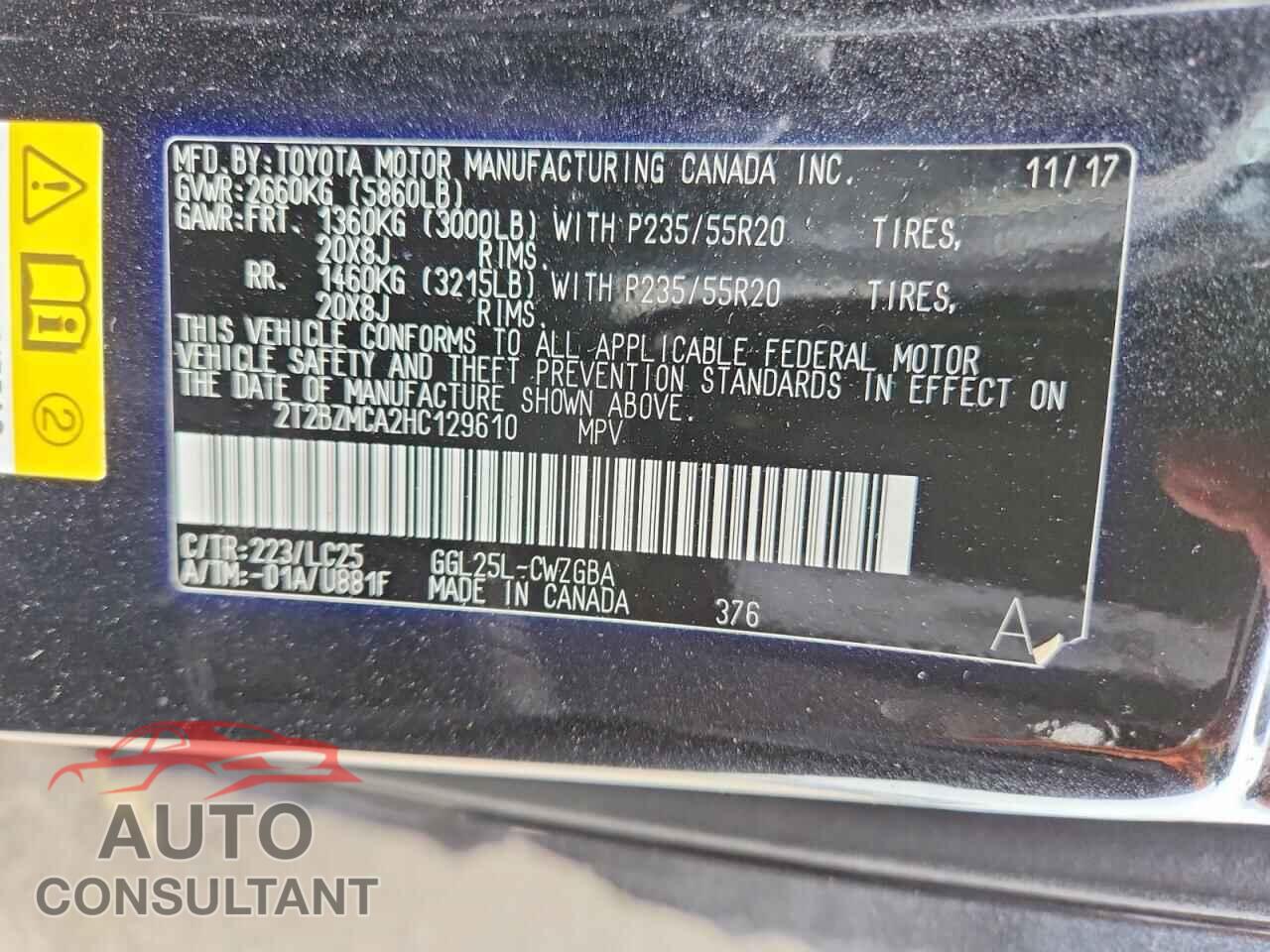 LEXUS RX350 2017 - 2T2BZMCA2HC129610