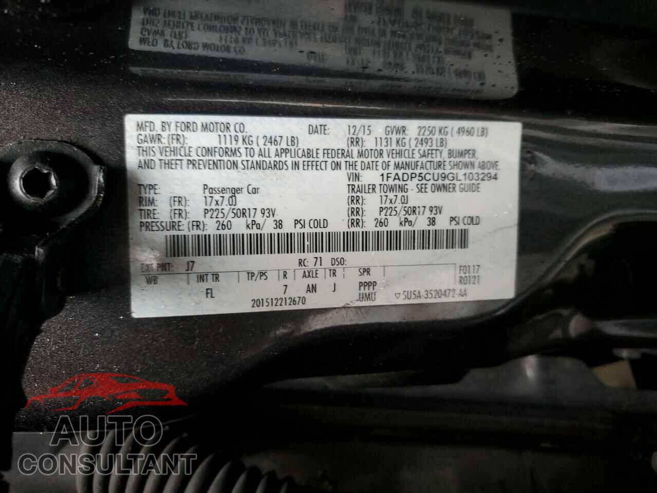 FORD CMAX 2016 - 1FADP5CU9GL103294