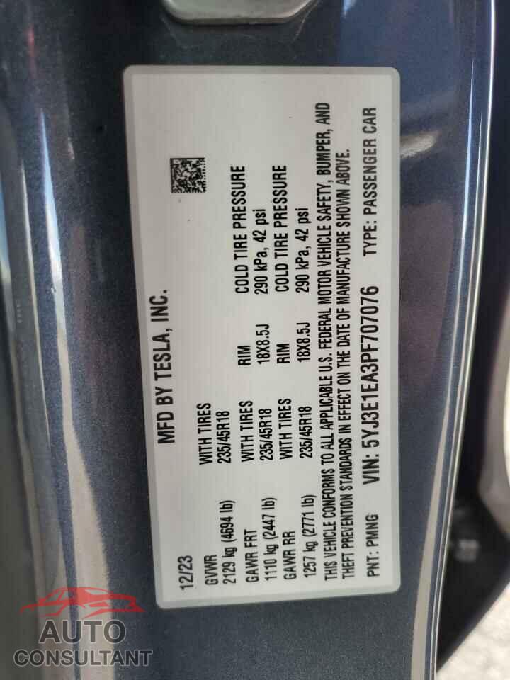 TESLA MODEL 3 2023 - 5YJ3E1EA3PF707076