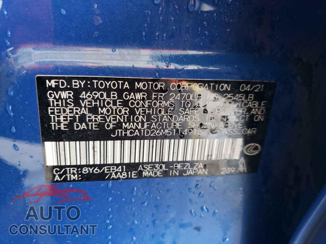 LEXUS IS 2021 - JTHCA1D26M5114913