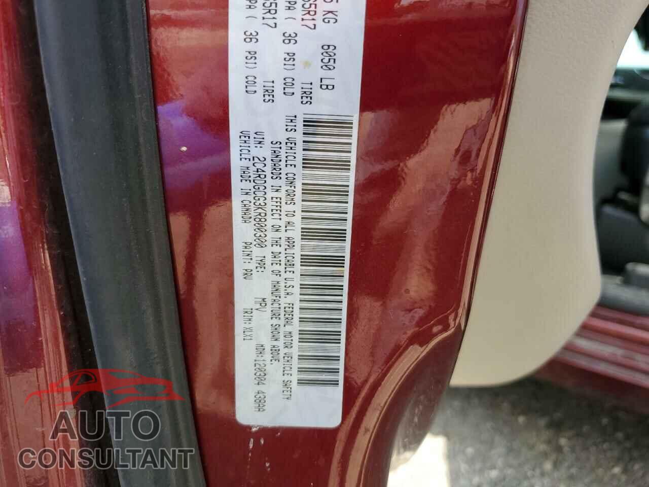 DODGE CARAVAN 2019 - 2C4RDGCG3KR800300