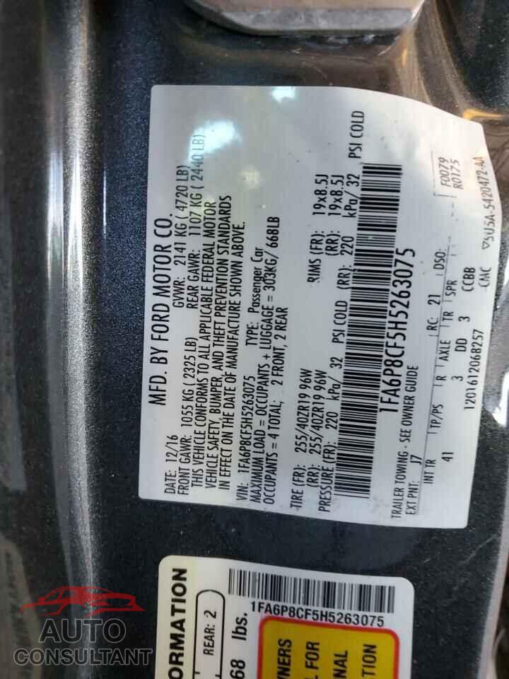 FORD MUSTANG 2017 - 1FA6P8CF5H5263075