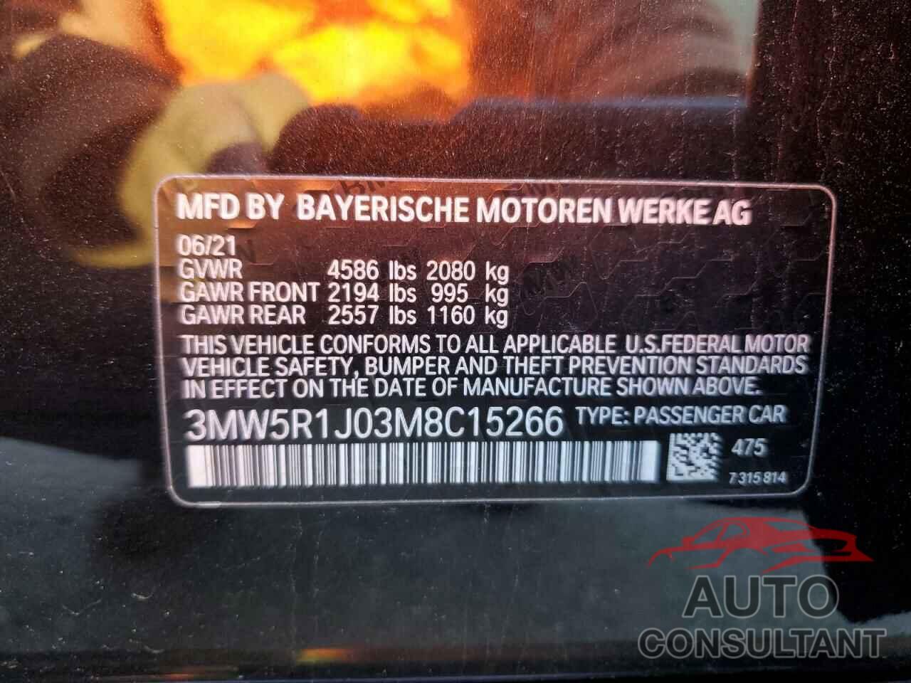 BMW 3 SERIES 2021 - 3MW5R1J03M8C15266