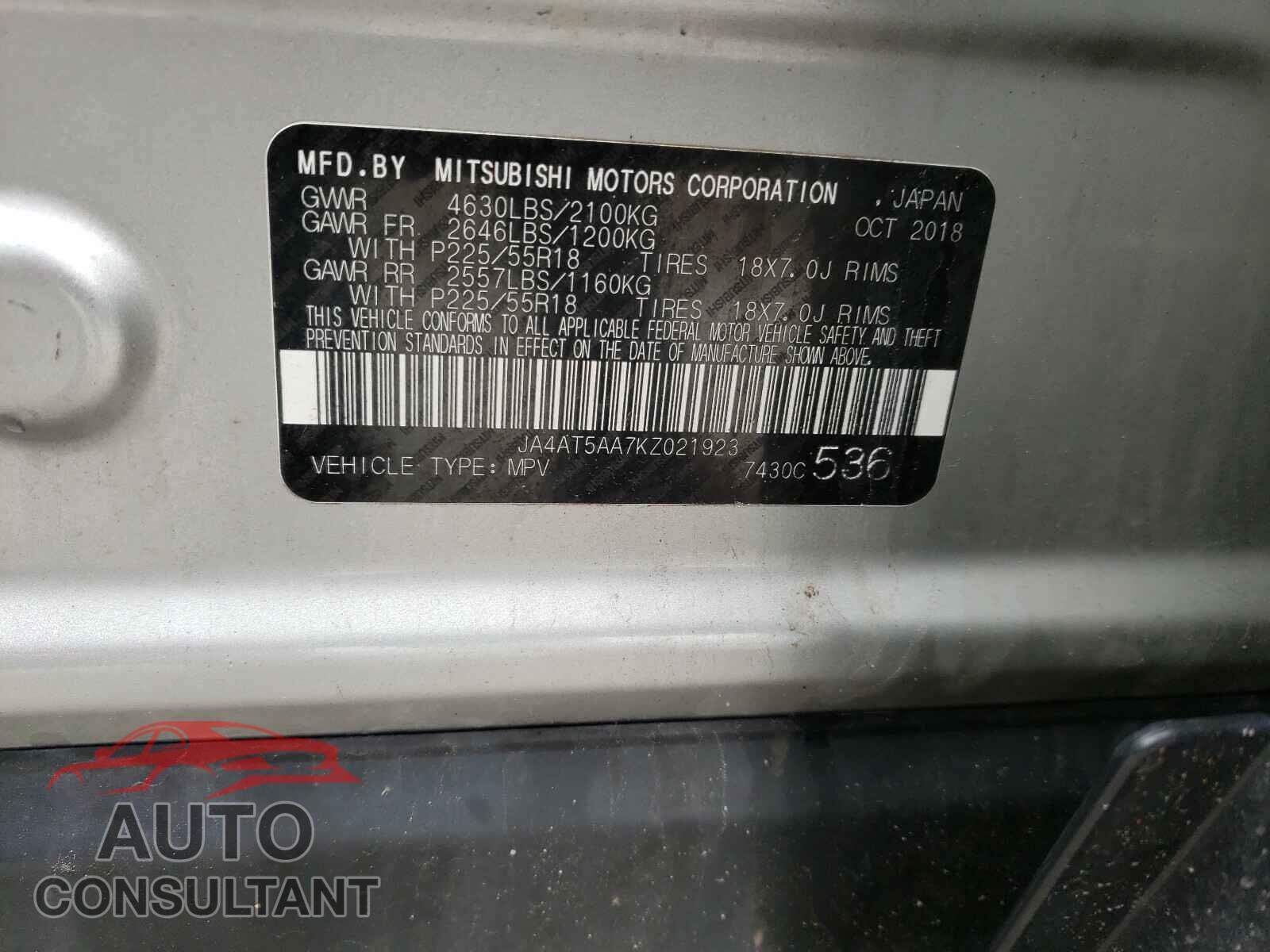 MITSUBISHI ECLIPSE 2019 - JA4AT5AA7KZ021923