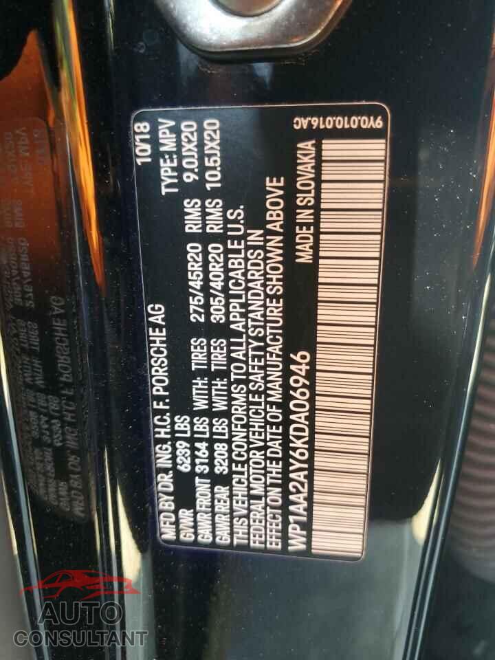 PORSCHE CAYENNE 2019 - WP1AA2AY6KDA06946