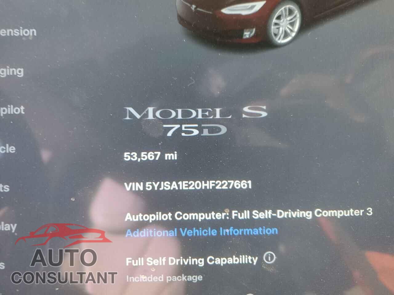 TESLA MODEL S 2017 - 5YJSA1E20HF227661