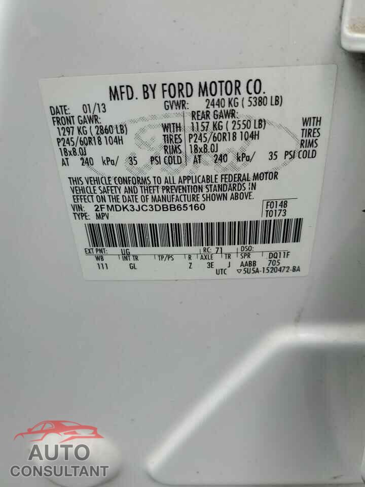 FORD EDGE 2013 - 2FMDK3JC3DBB65160