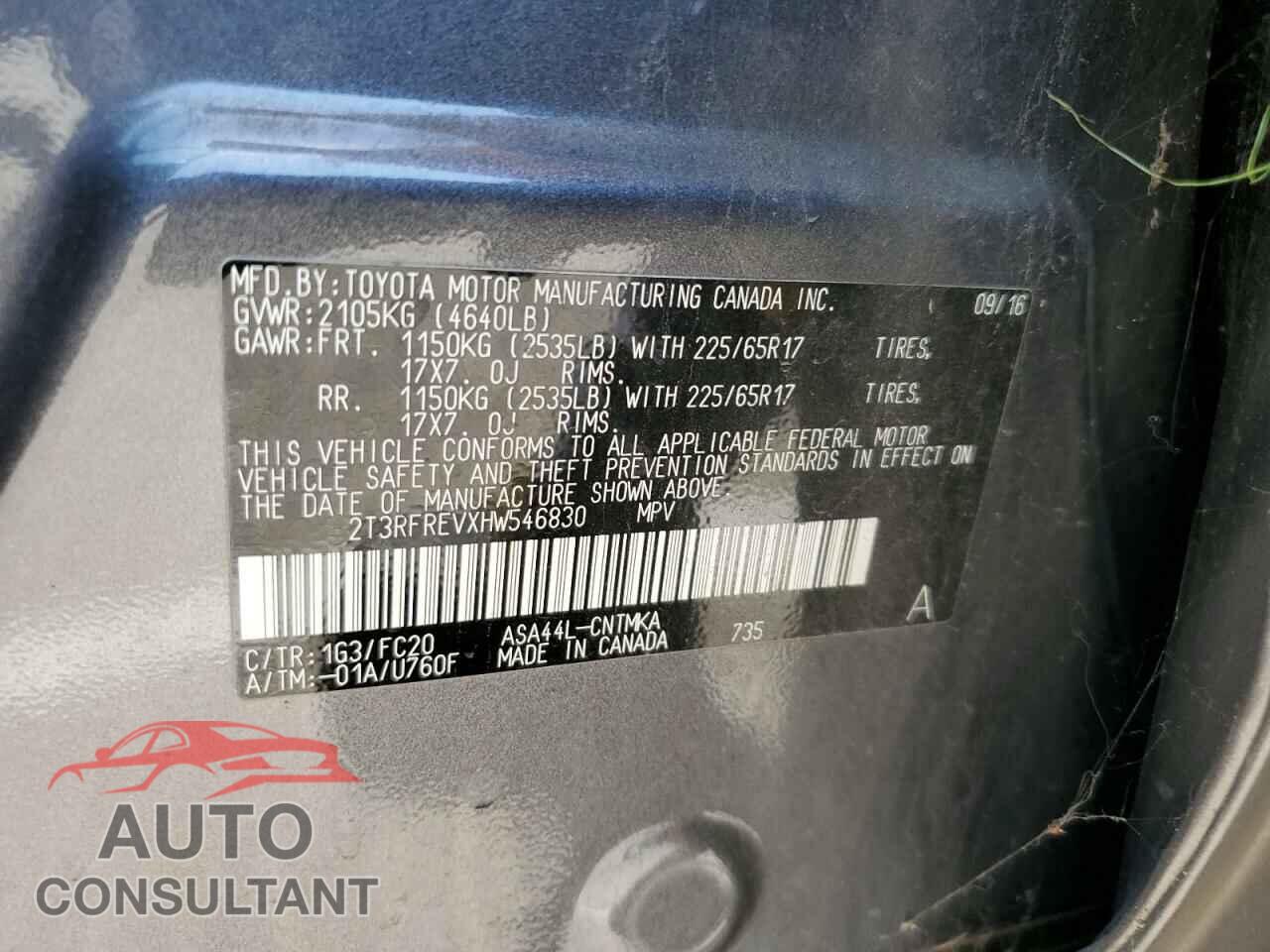 TOYOTA RAV4 2017 - 2T3RFREVXHW546830