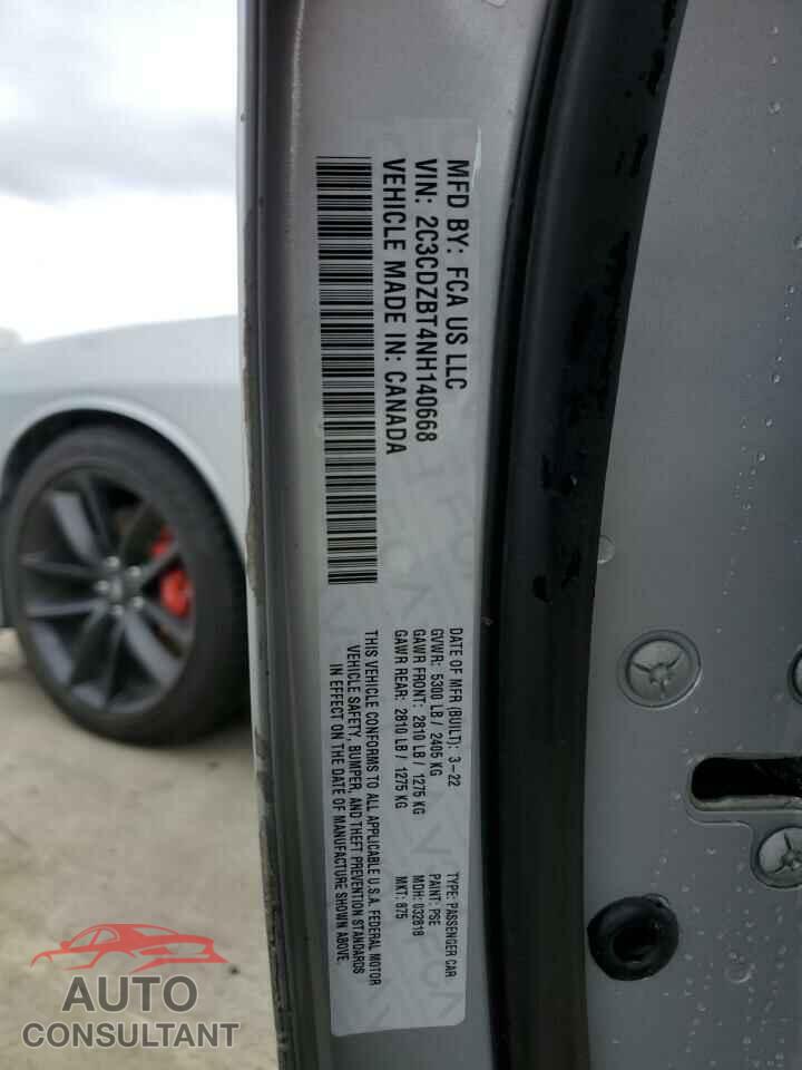 DODGE CHALLENGER 2022 - 2C3CDZBT4NH140668