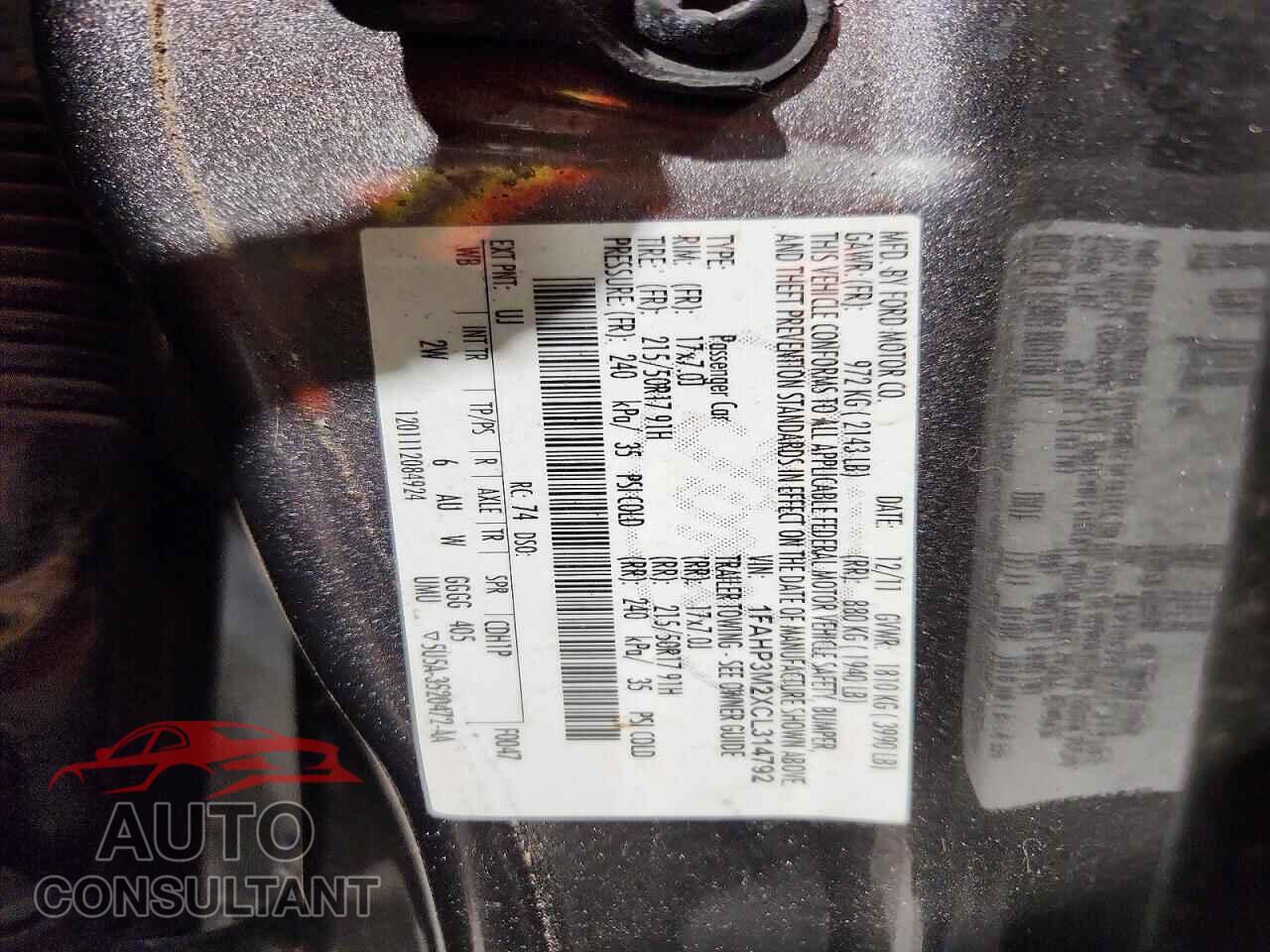 FORD FOCUS 2012 - 1FAHP3M2XCL314792