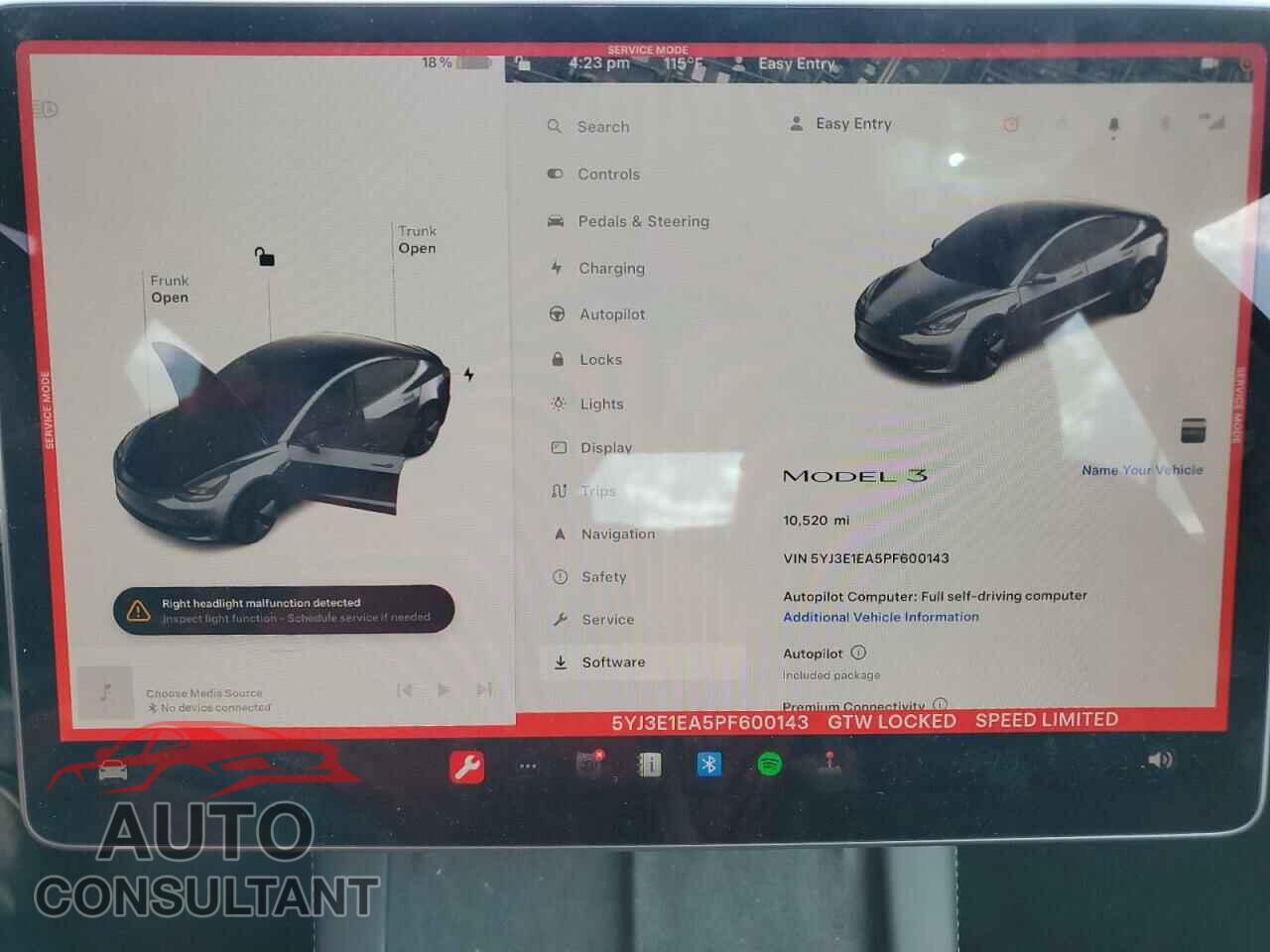TESLA MODEL 3 2023 - 5YJ3E1EA5PF600143