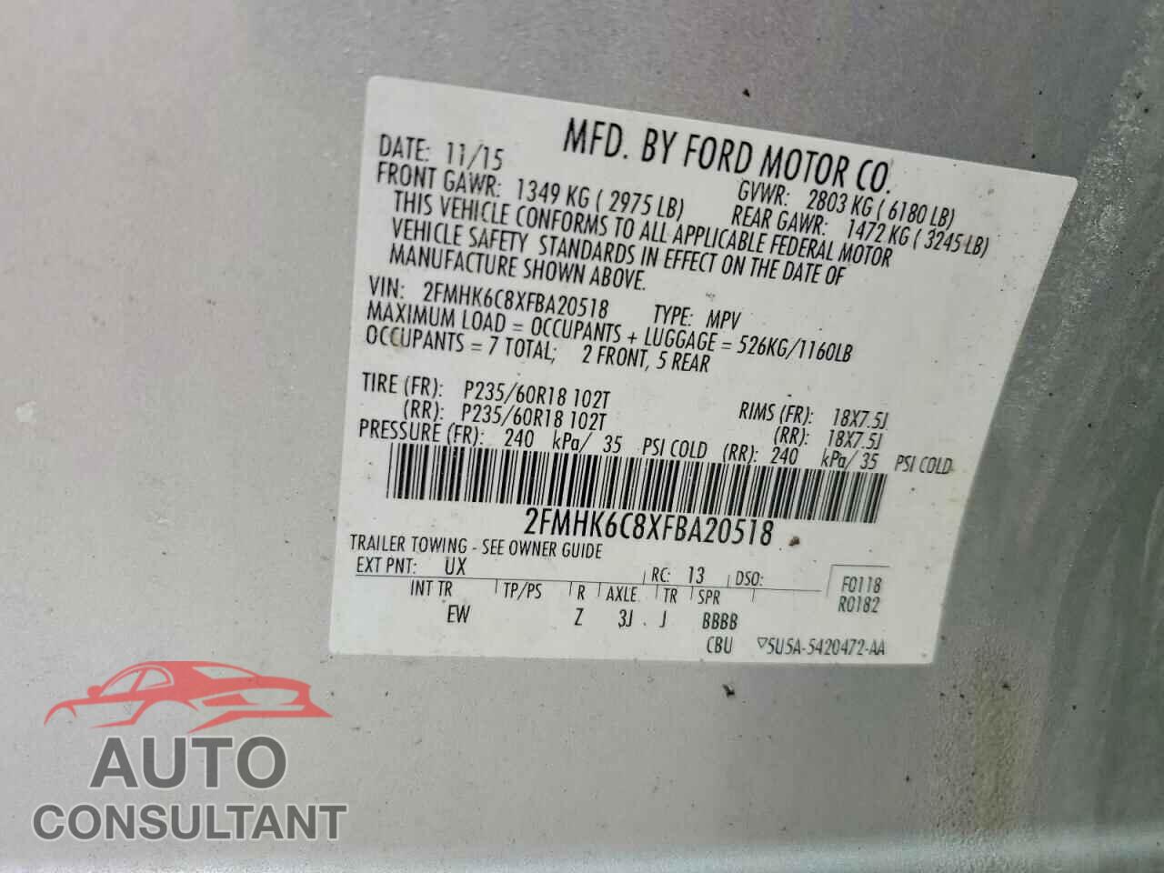 FORD FLEX 2015 - 2FMHK6C8XFBA20518