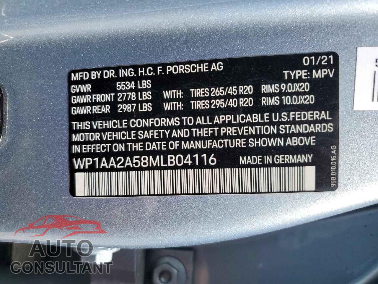 PORSCHE MACAN 2021 - WP1AA2A58MLB04116