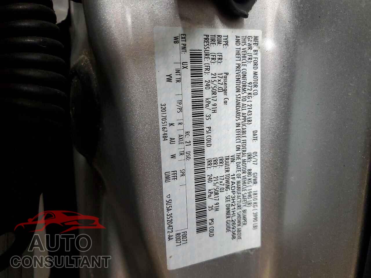 FORD FOCUS 2017 - 1FADP3H21HL269368