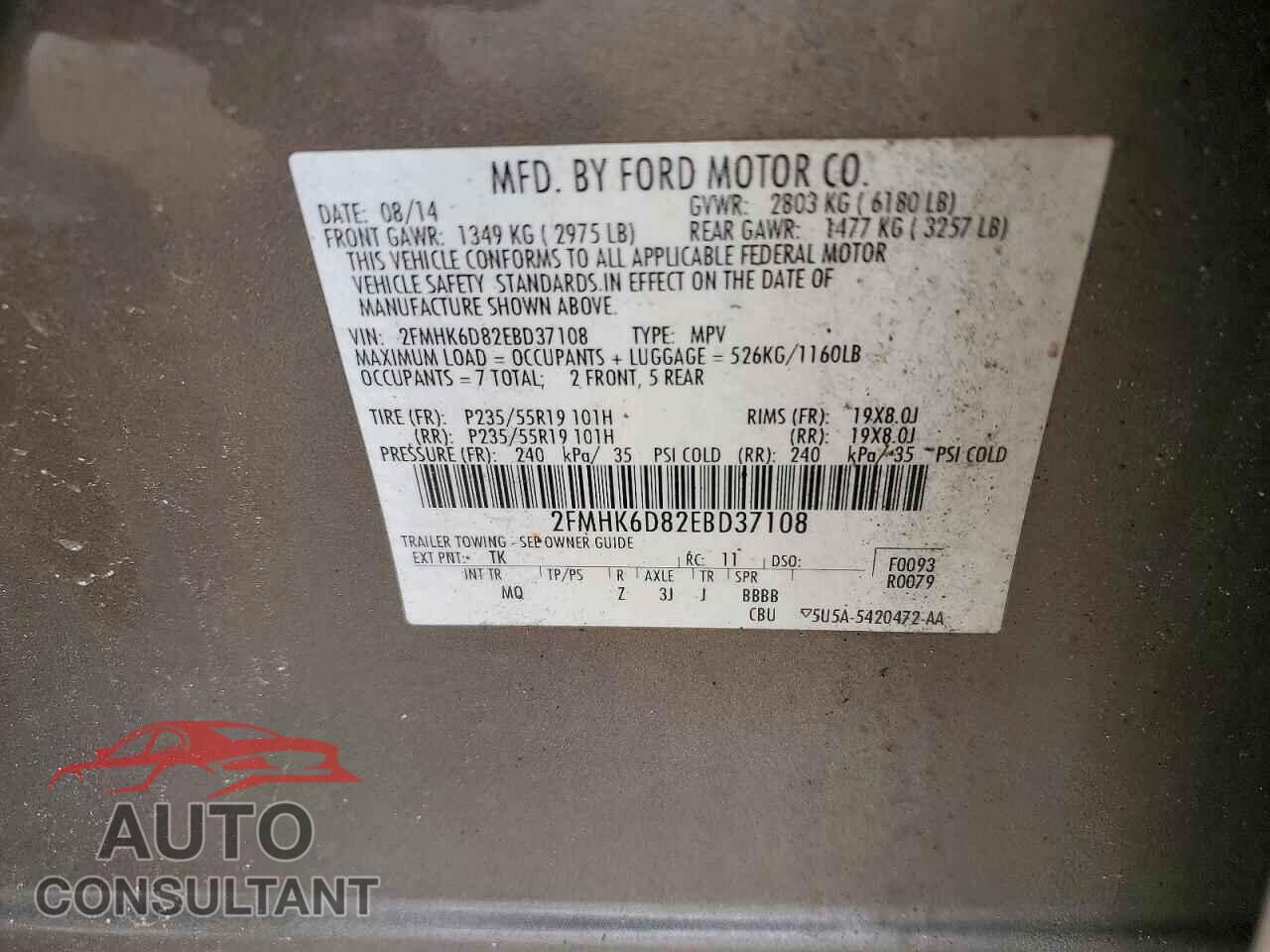 FORD FLEX 2014 - 2FMHK6D82EBD37108