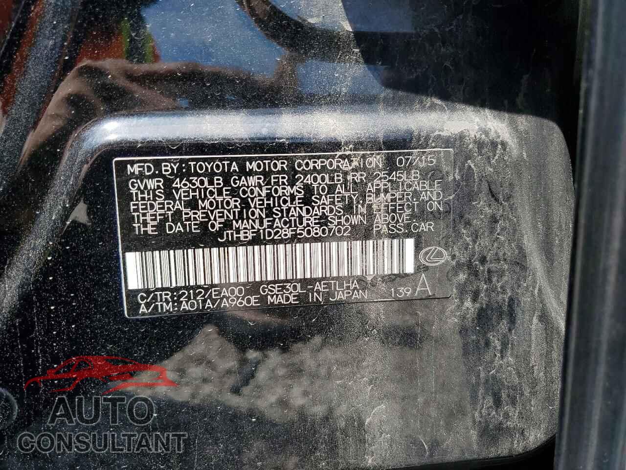 LEXUS IS 2015 - JTHBF1D28F5080702