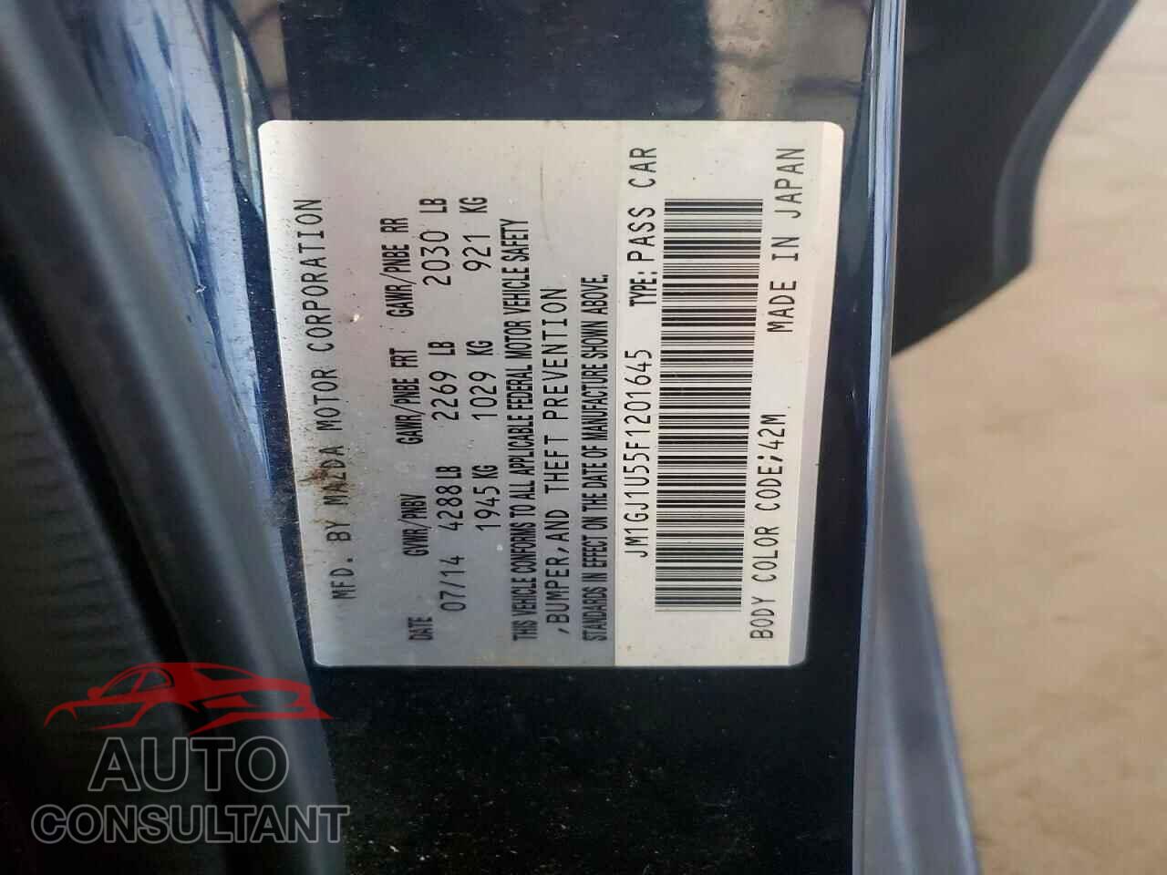 MAZDA 6 2015 - JM1GJ1U55F1201645