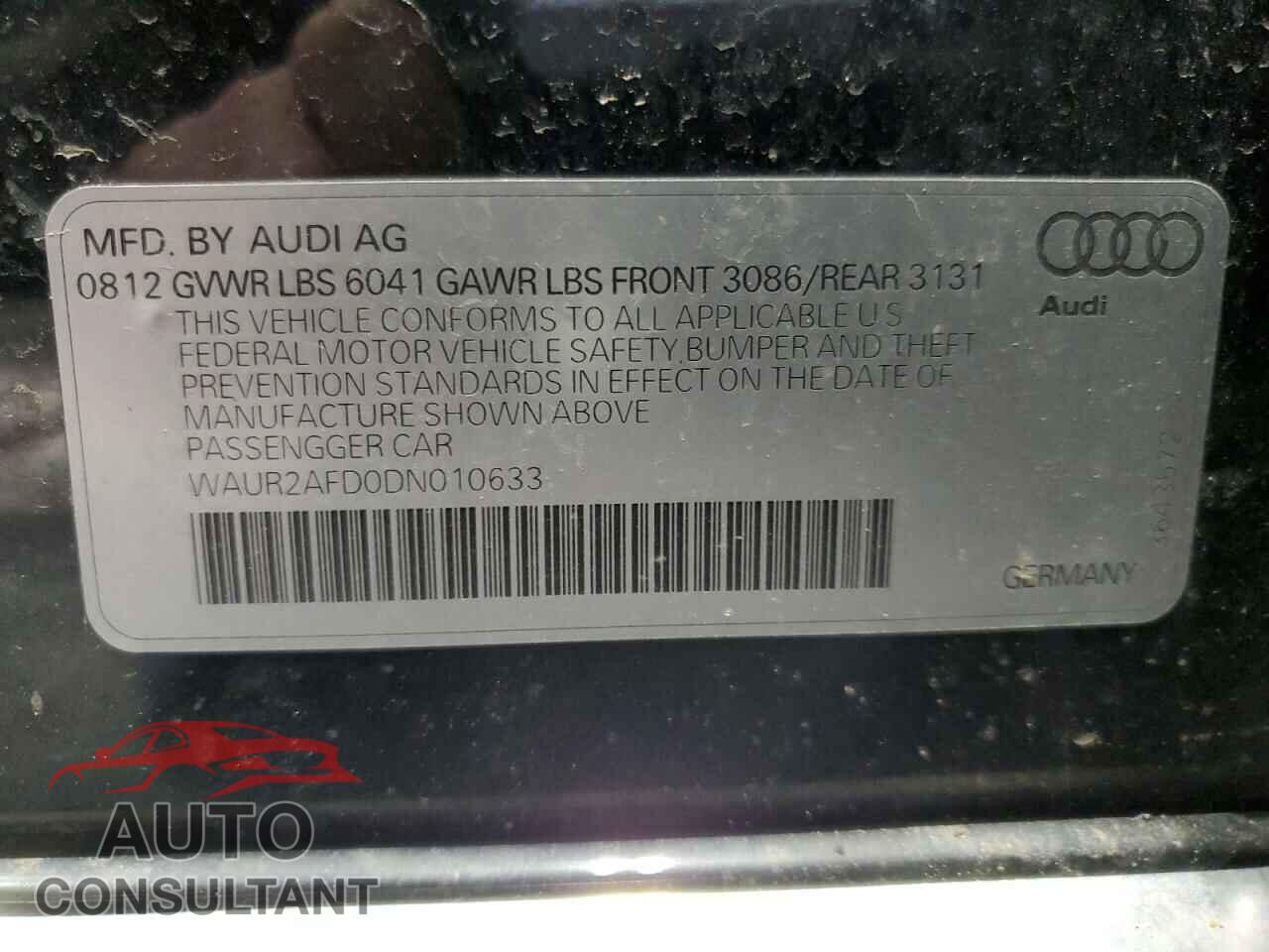 AUDI A8 2013 - WAUR2AFD0DN010633