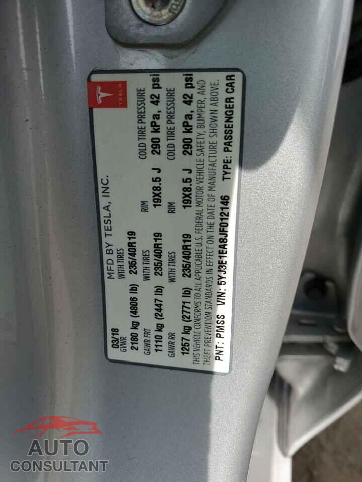 TESLA MODEL 3 2018 - 5YJ3E1EA8JF012146