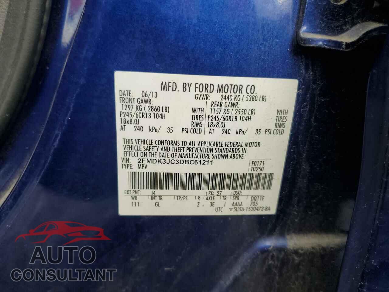 FORD EDGE 2013 - 2FMDK3JC3DBC61211