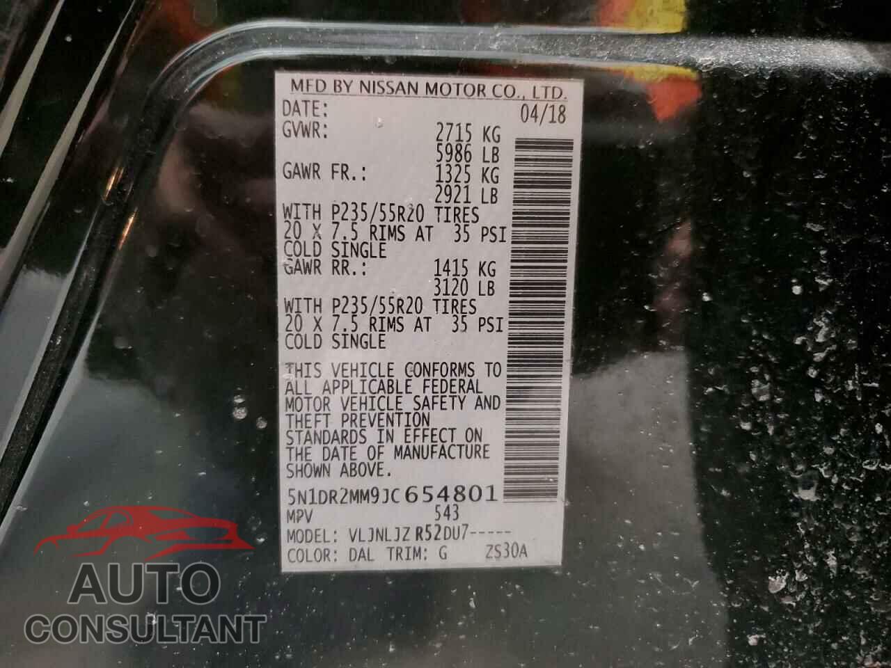 NISSAN PATHFINDER 2018 - 5N1DR2MM9JC654801