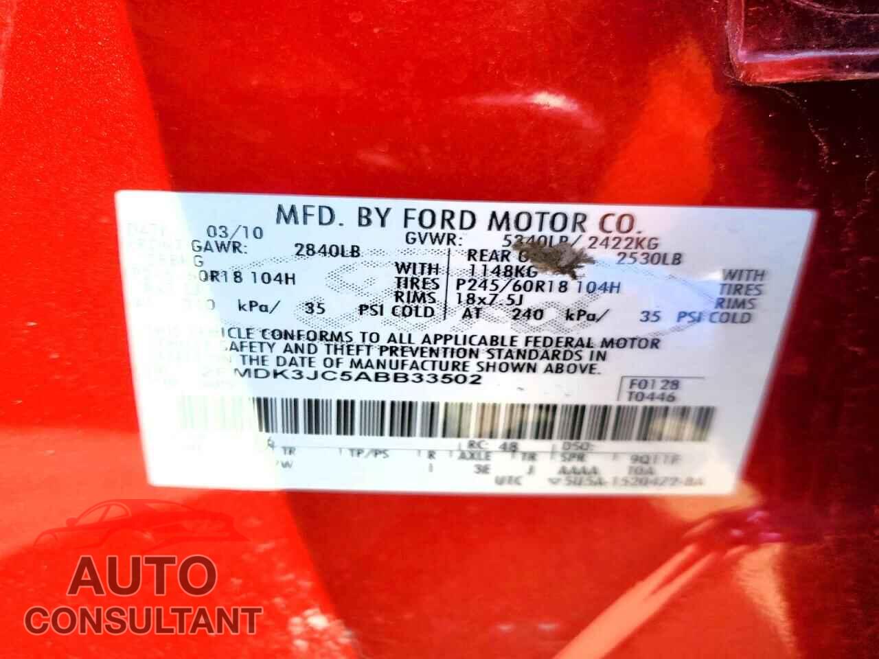 FORD EDGE 2010 - 2FMDK3JC5ABB33502