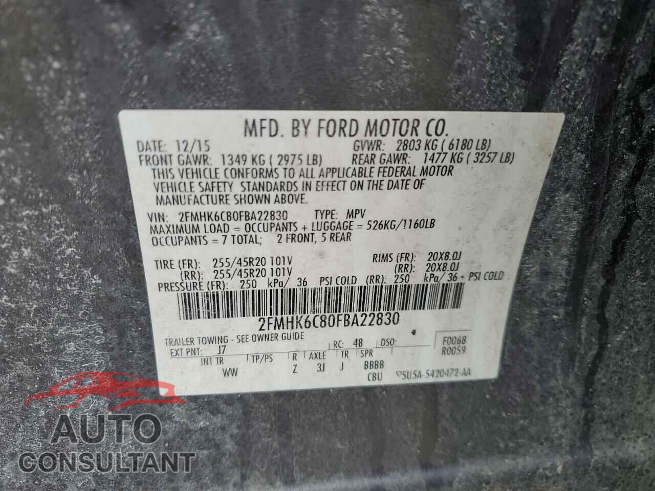 FORD FLEX 2015 - 2FMHK6C80FBA22830