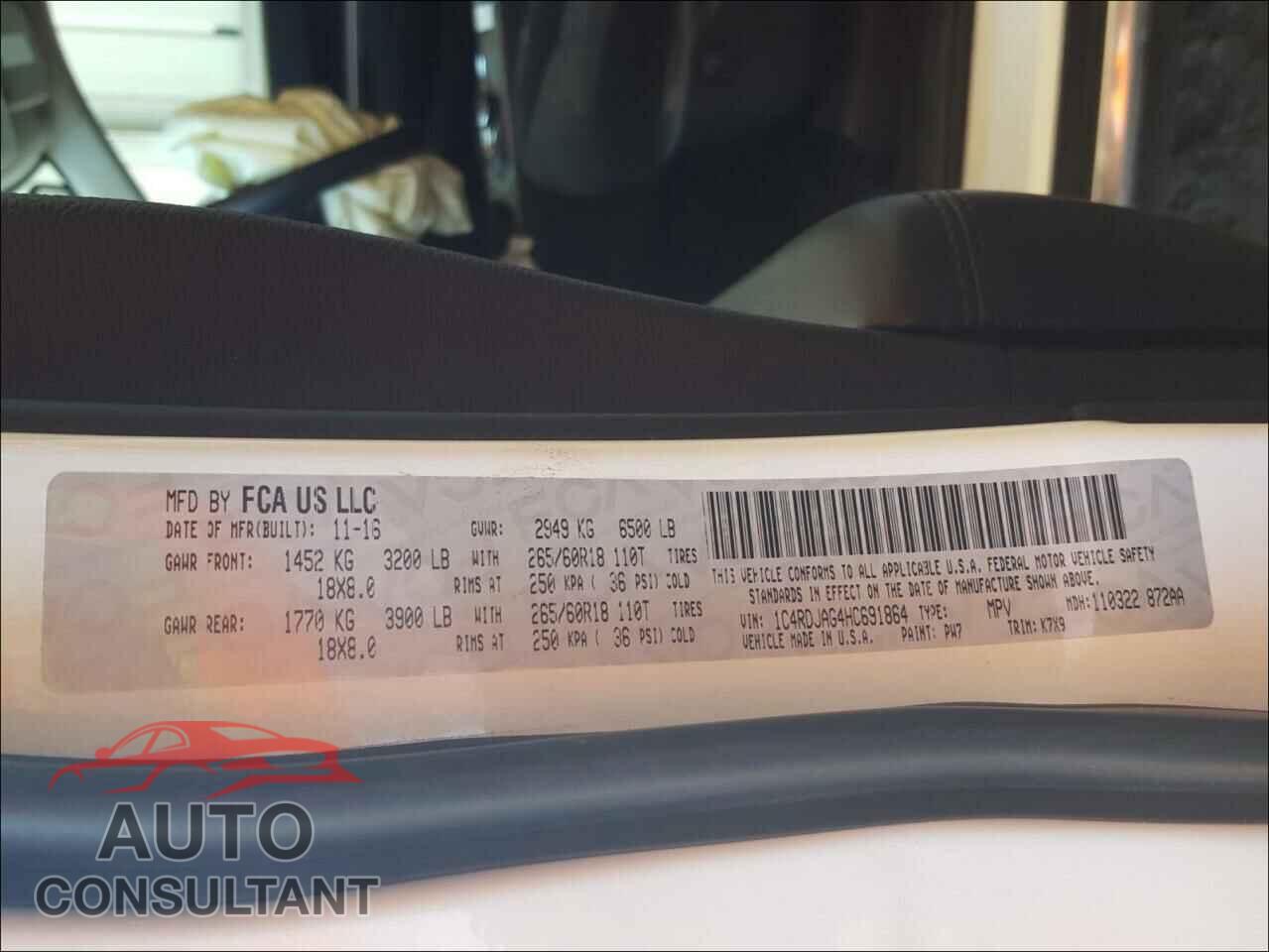DODGE DURANGO 2017 - 1C4RDJAG4HC691864