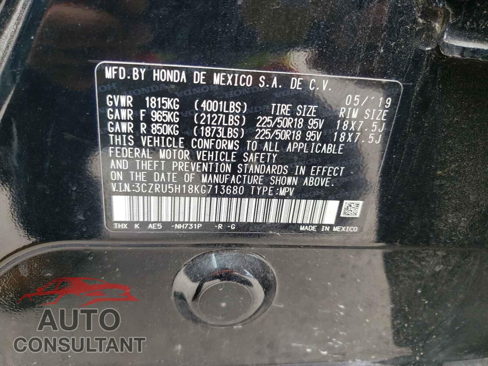 HONDA HR-V 2019 - 3CZRU5H18KG713680