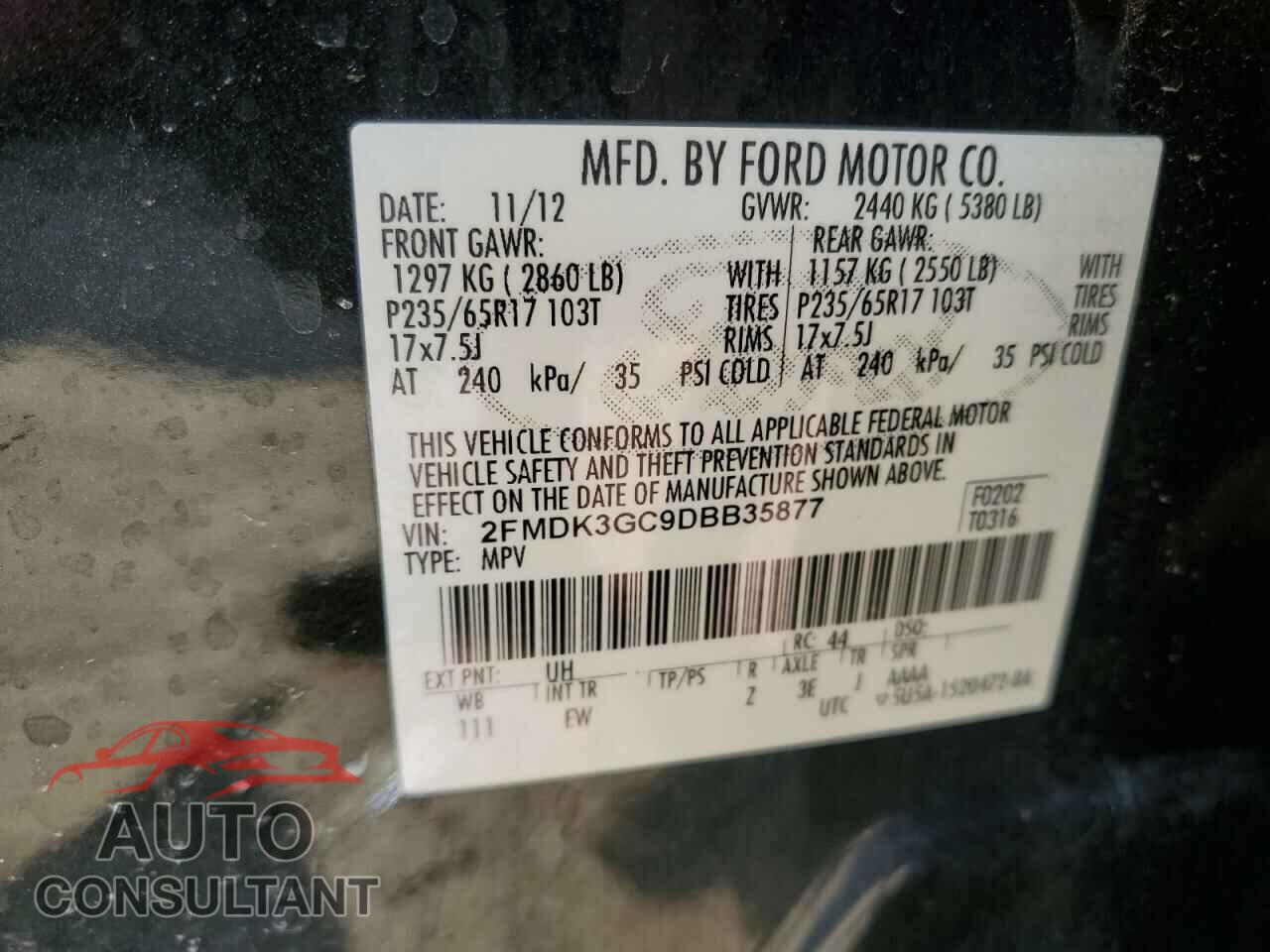FORD EDGE 2013 - 2FMDK3GC9DBB35877